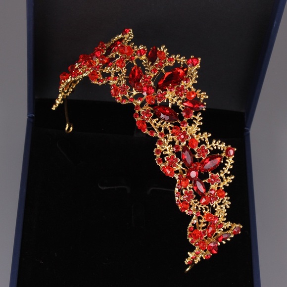 Wedding tiara princess crown red crystal birthday
